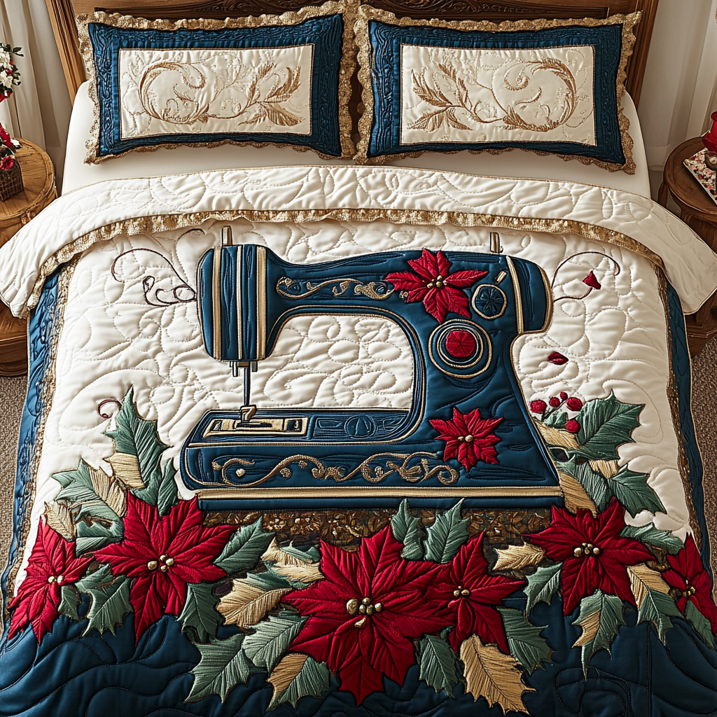 Christmas Sewing Machine TAI201124049 Quilt Bedding Set