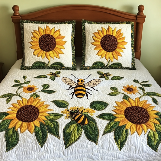 Sunflower Bee DAI280824144 Quilt Bedding Set