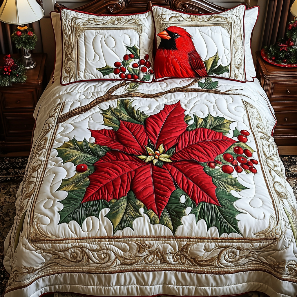 Christmas Cardinal TAI141124148 Quilt Bedding Set