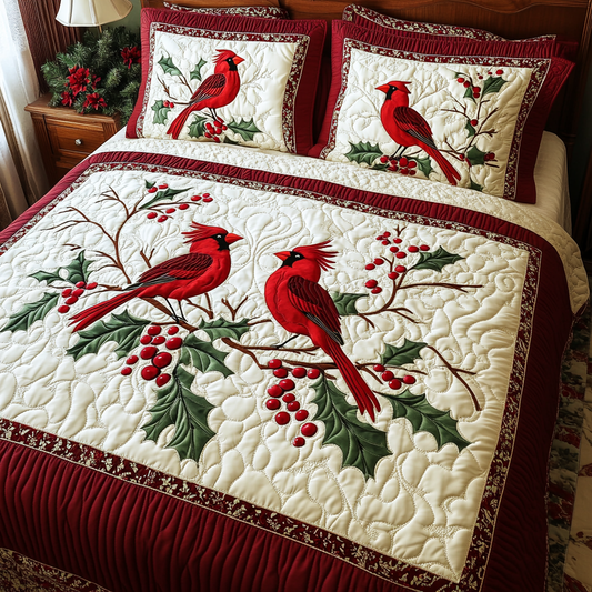 Christmas Cardinal TAI101224430 Quilt Bedding Set