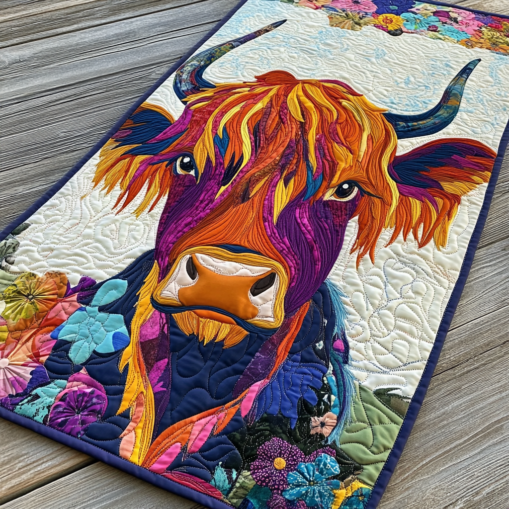 Highland Cow DAI231124150 Quilted Table Runner