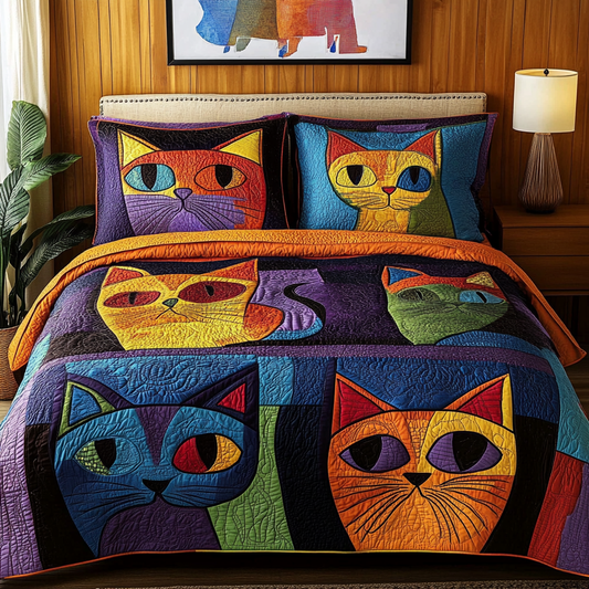 Abstract Cat TAI111124054 Quilt Bedding Set