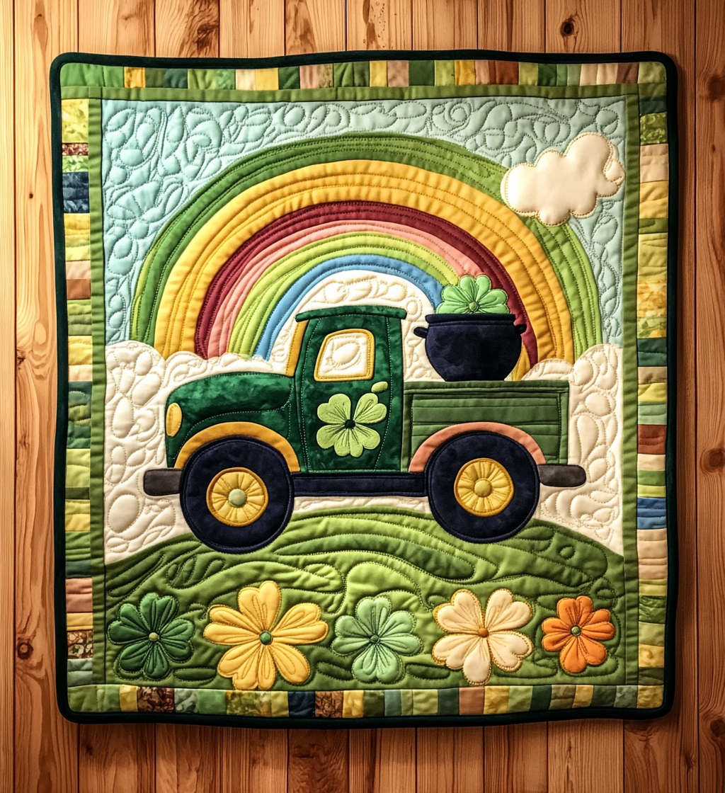 St Patrick's Day Truck DAI241224467 Quilt Blanket