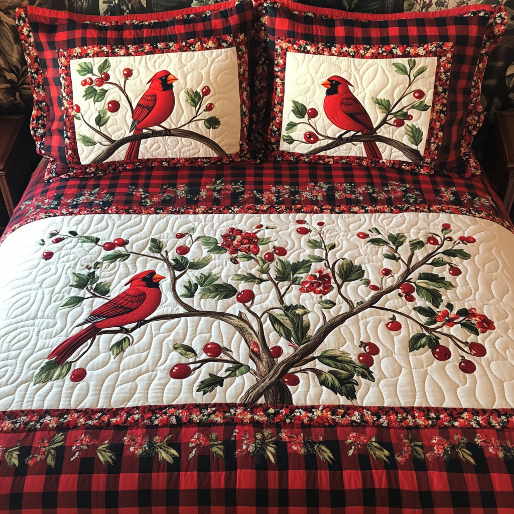 Christmas Cardinal TAI181024131 Quilt Bedding Set