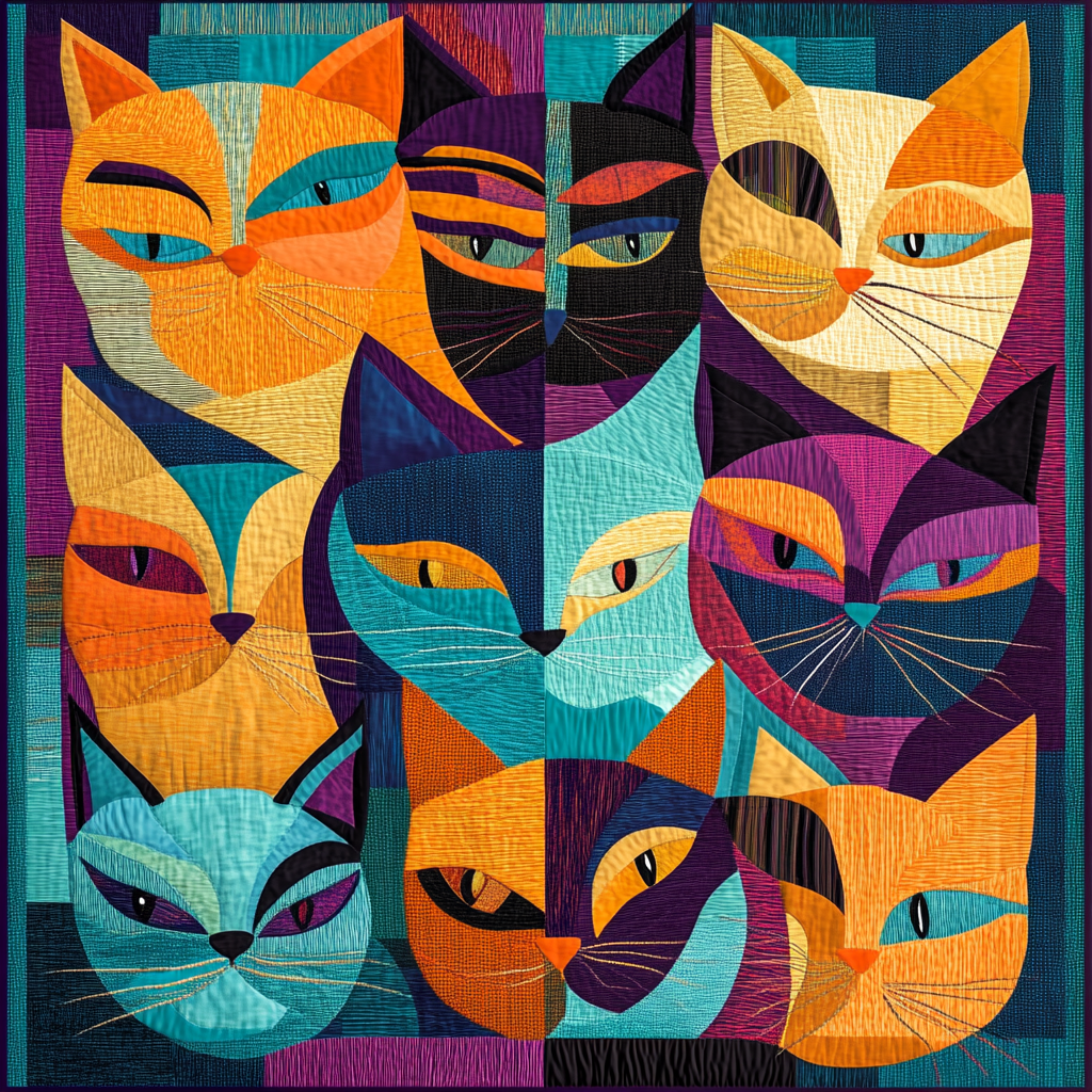 Abstract Cats TAI201124408 Quilt Blanket