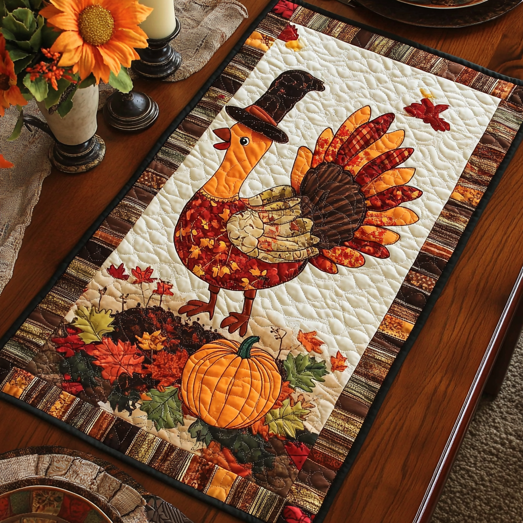 Autumn Turkey TAI041024333 Quilted Table Runner