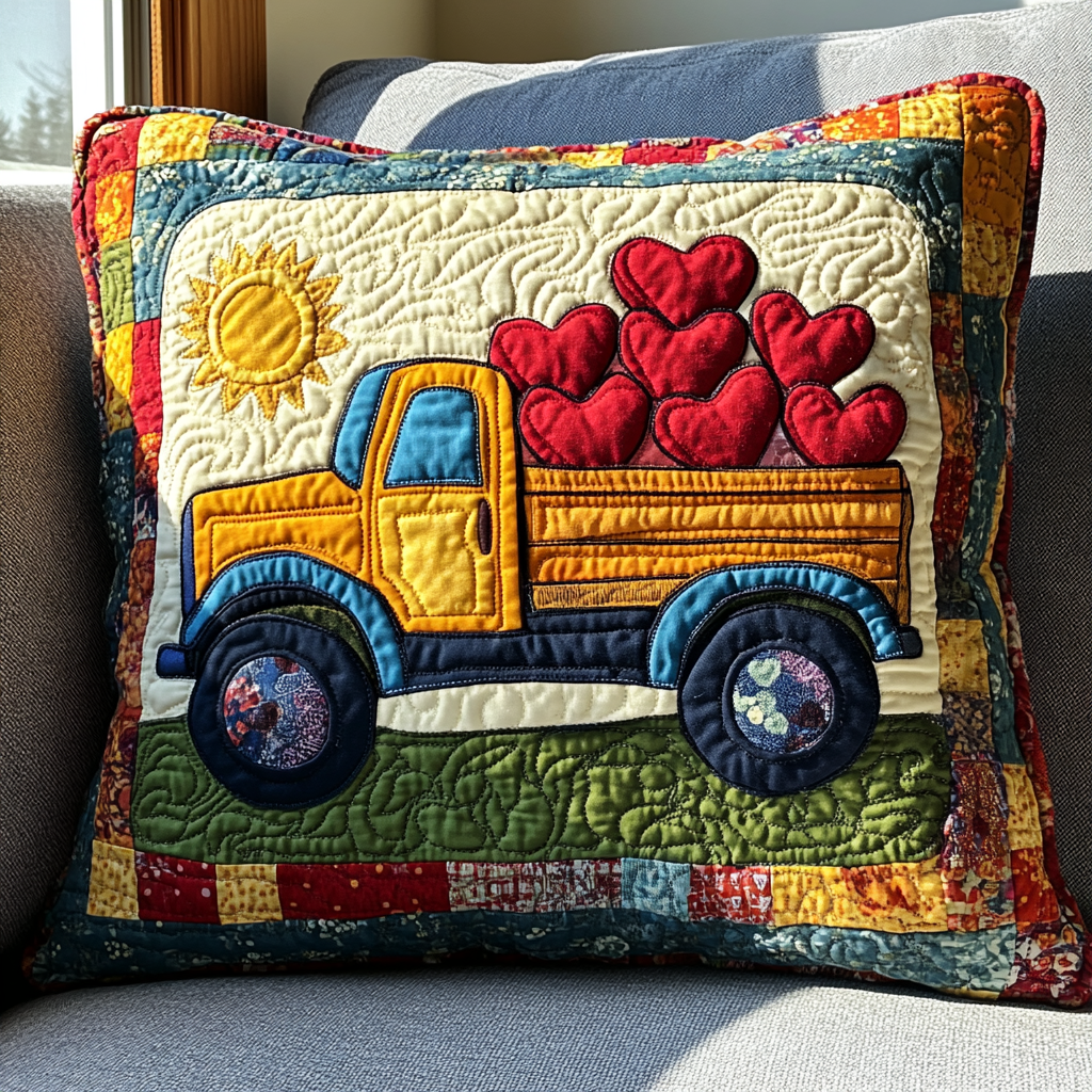 Valentine Truck DAI241224145 Quilted Pillow Case