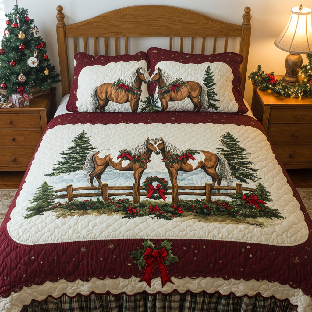 Christmas Horse TAI201124267 Quilt Bedding Set