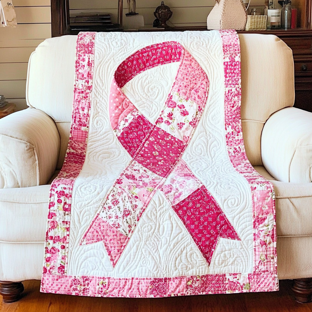 Breast Cancer Ribbon TAI101224195 Quilt Blanket