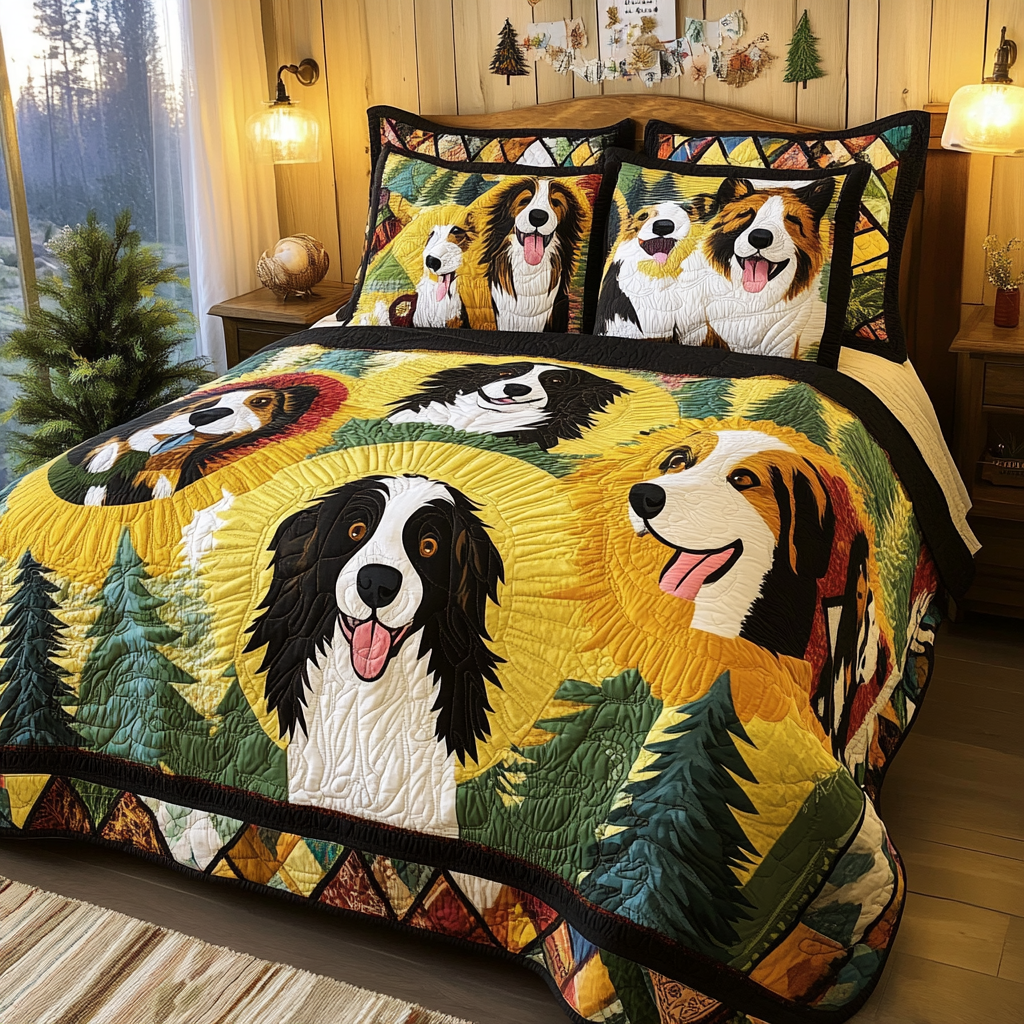 Border Collie TAI181024358 Quilt Bedding Set