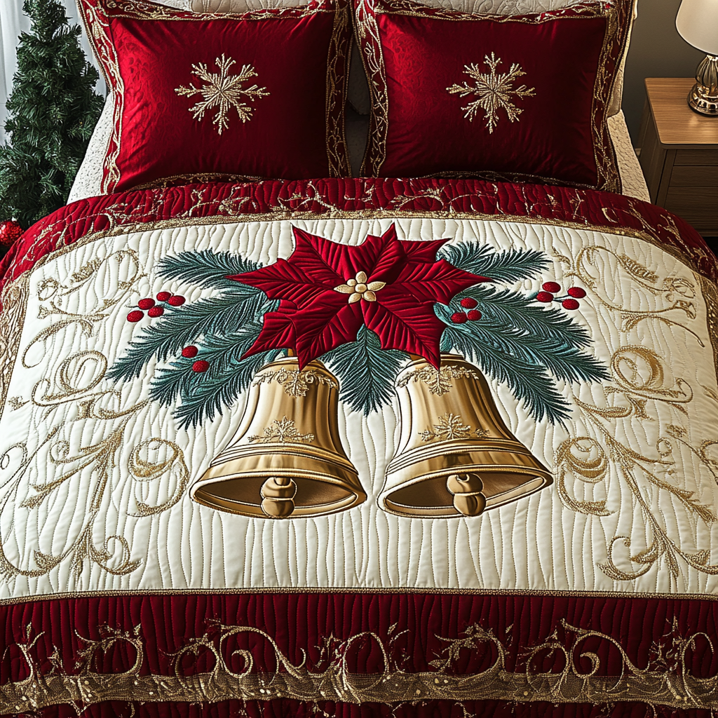 Christmas Poinsettia Bell TAI141124109 Quilt Bedding Set