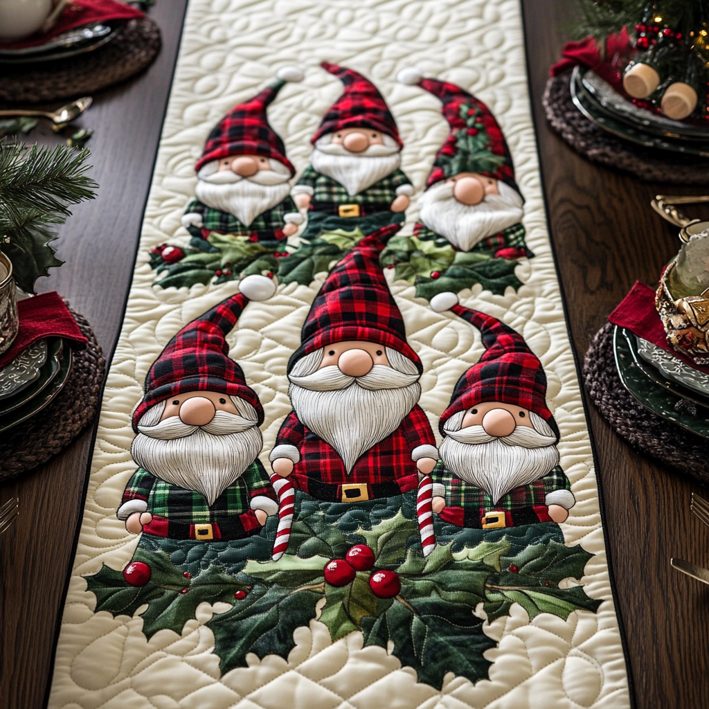 Christmas Gnome TAI101224602 Quilted Table Runner