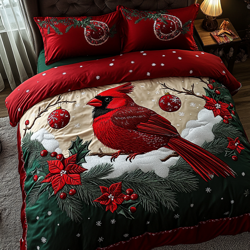 Christmas Cardinal TAI201124253 Quilt Bedding Set