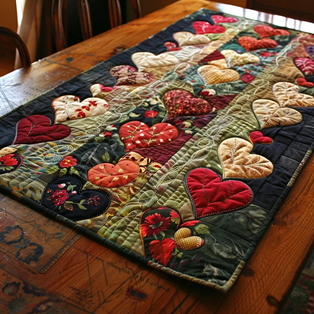 Heart TAI020324082 Quilted Table Runner