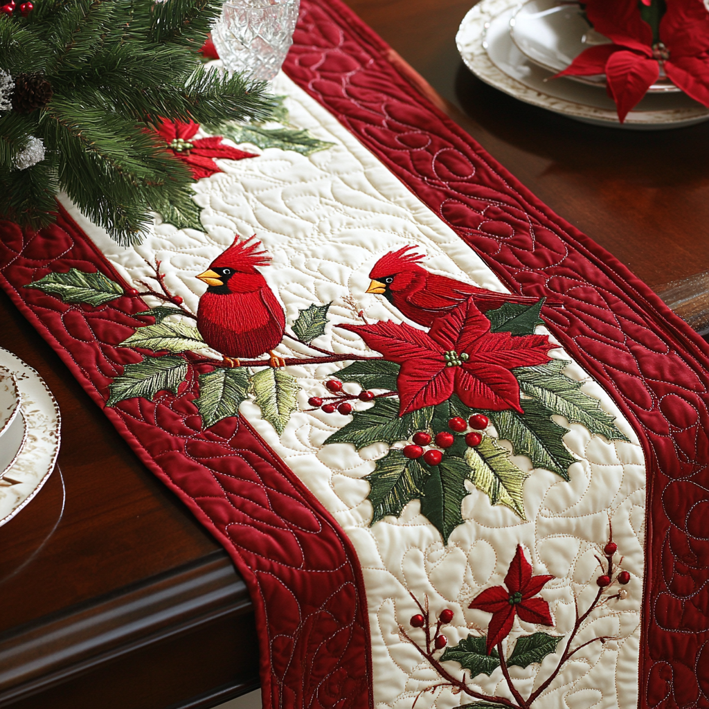 Christmas Cardinal TAI141124279 Quilted Table Runner