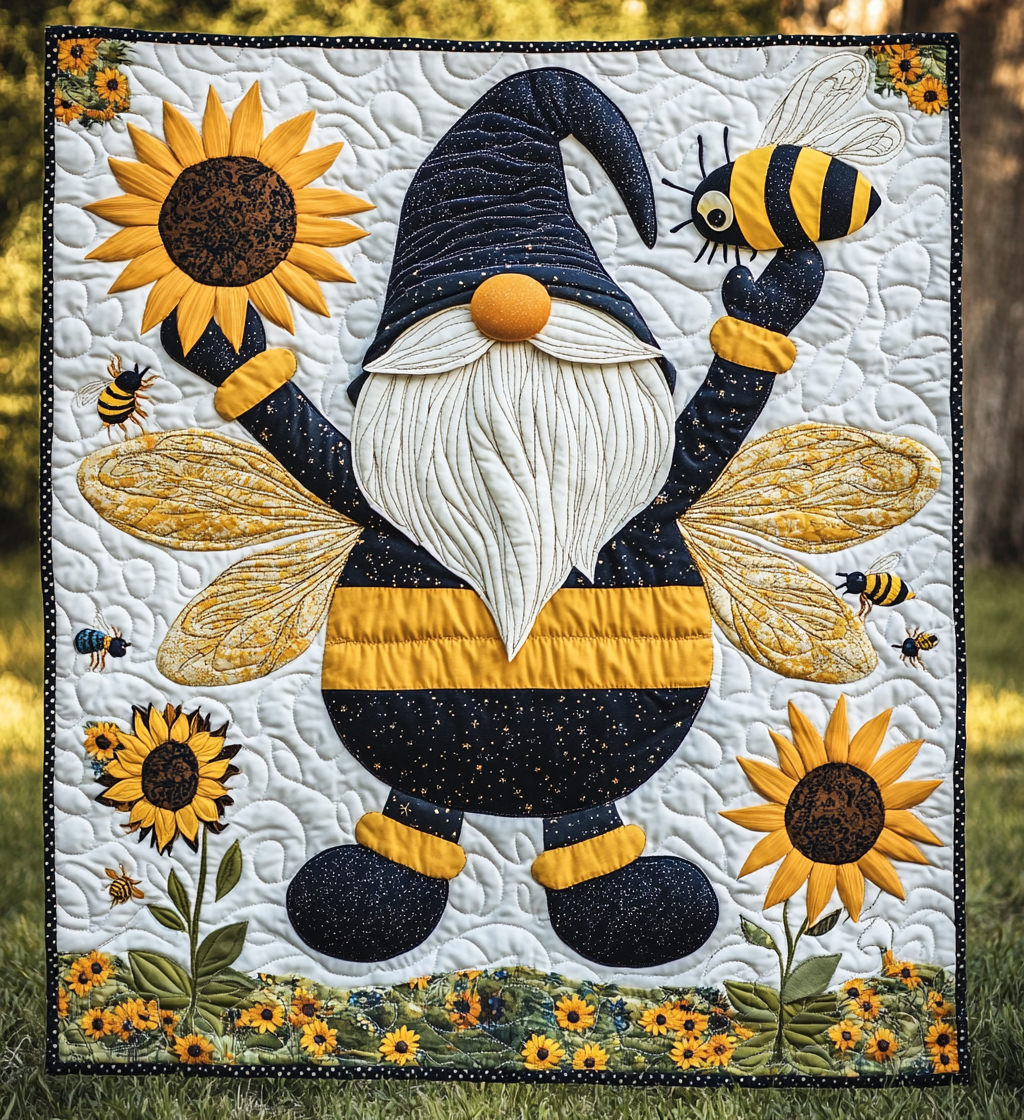 Bee Gnome DAI241224496 Quilt Blanket