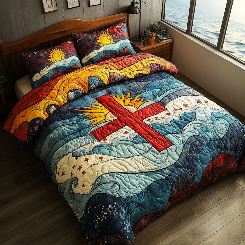 Christian Cross DAI051224089 Quilt Bedding Set