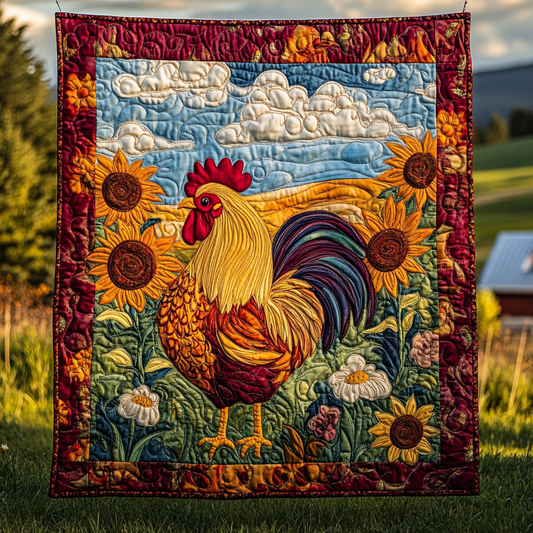 Rooster Sunflower Farm DAI241224416 Quilt Blanket