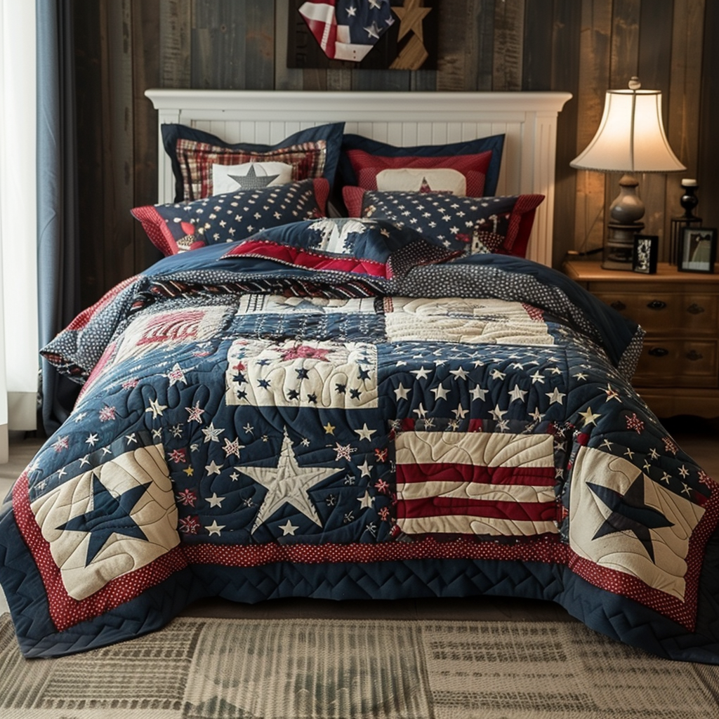 Patriotic Star TAI170724092 Quilt Bedding Set