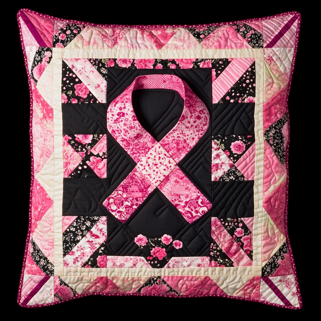 Breast Cancer Ribbon TAI101224268 Quilted Pillow Case