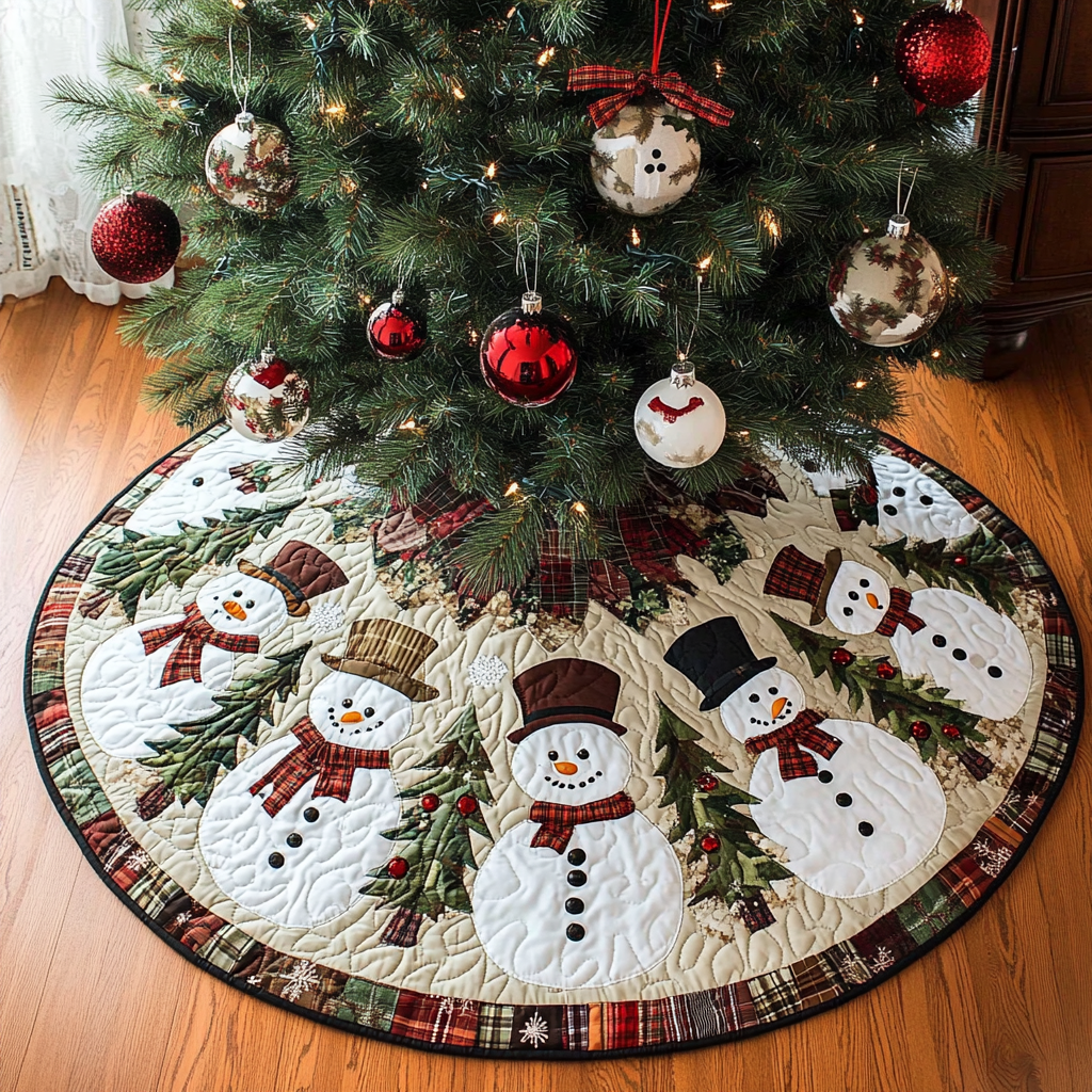 Christmas Snowman TAI141124311 Quilted Tree Skirt