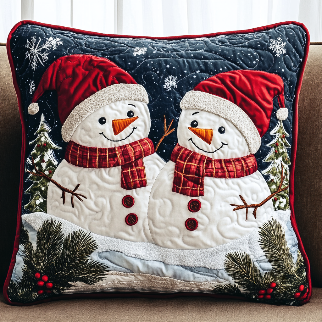 Christmas Snowman TAI141124357 Quilted Pillow Case