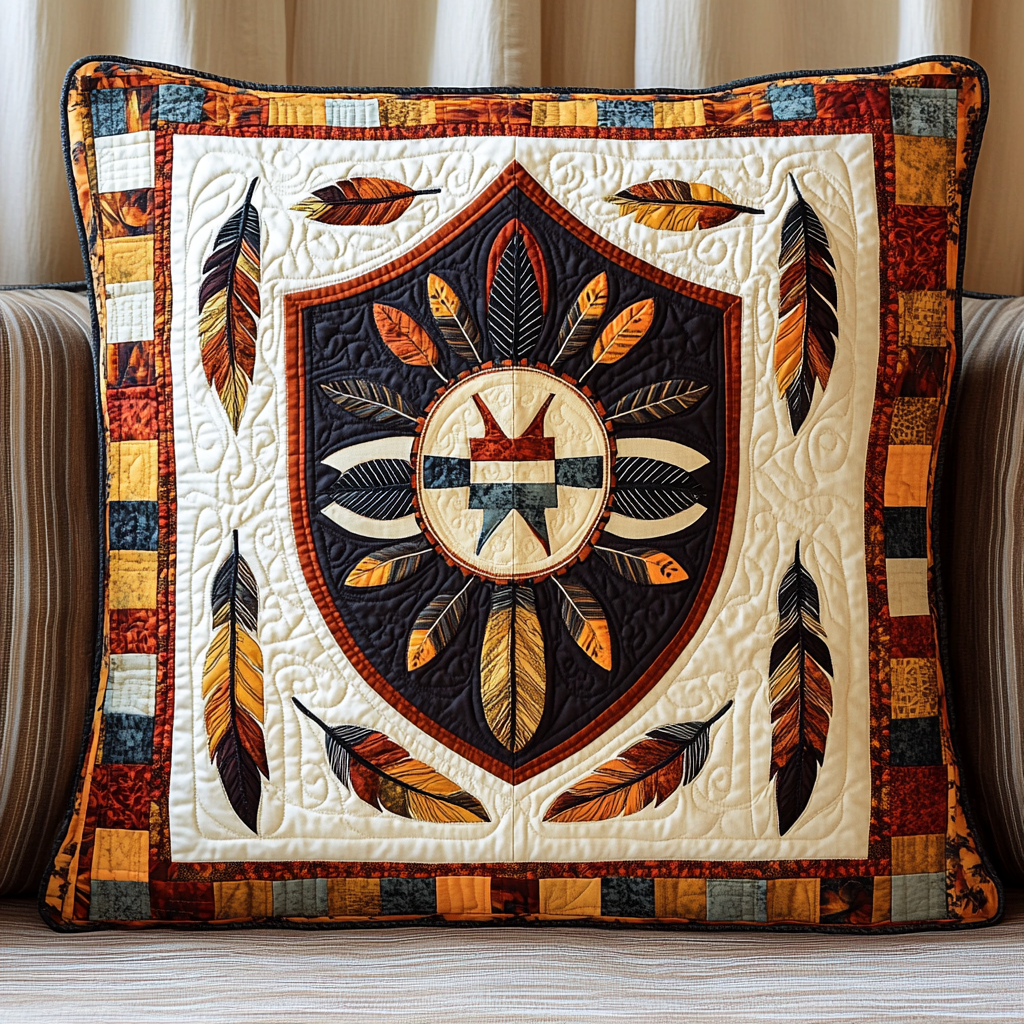 Native American Shield DAI171224117 Quilted Pillow Case