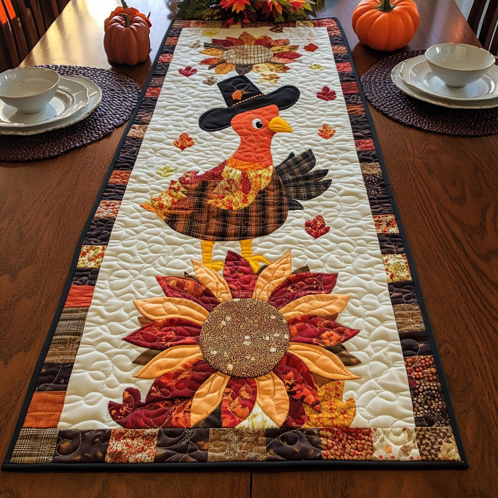 Autumn Turkey TAI041024341 Quilted Table Runner