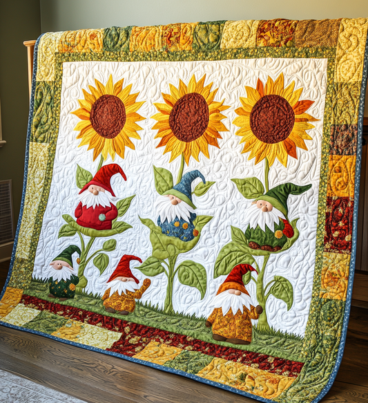 Sunflower Gnome DAI241224481 Quilt Blanket