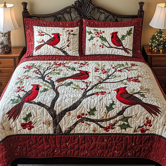 Christmas Cardinal TAI041024538 Quilt Bedding Set