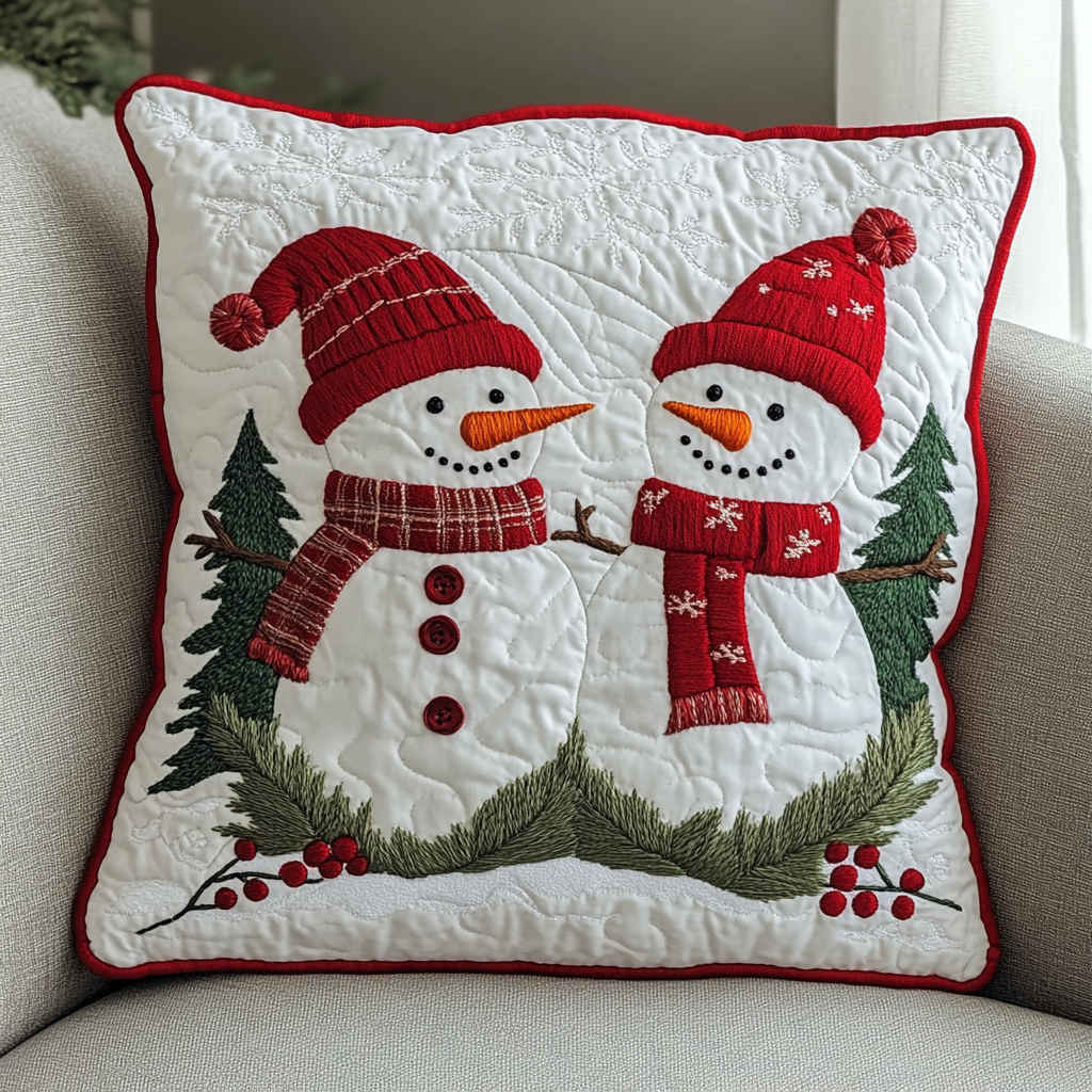 Christmas Snowman TAI141124347 Quilted Pillow Case