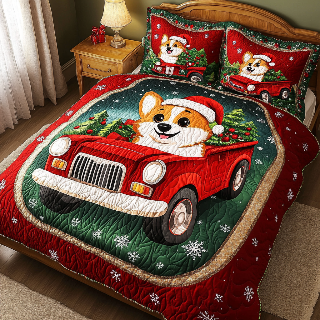 Christmas Corgi TAI111124093 Quilt Bedding Set