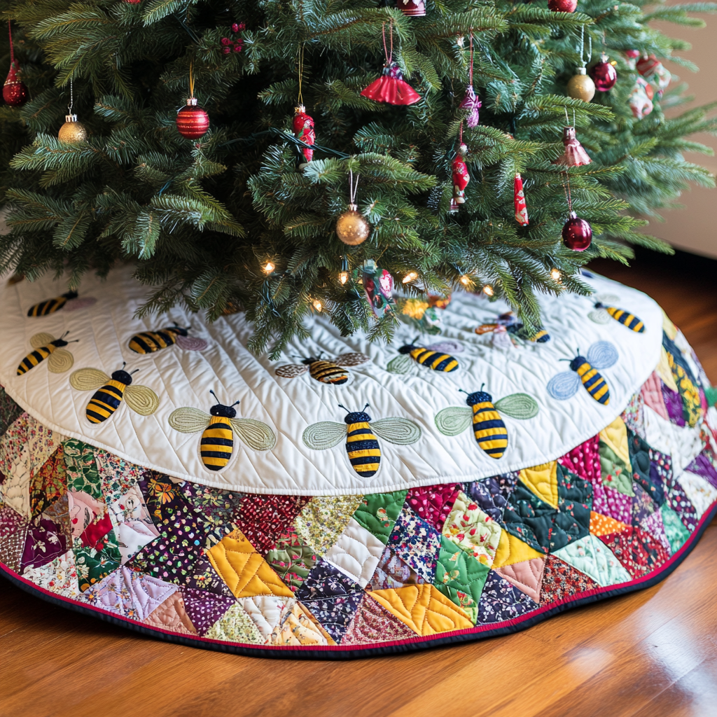 Bee DAI230924050 Quilted Tree Skirt