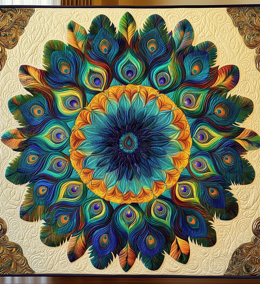 Peacock Feather Mandala DAI171224071 Quilt Blanket