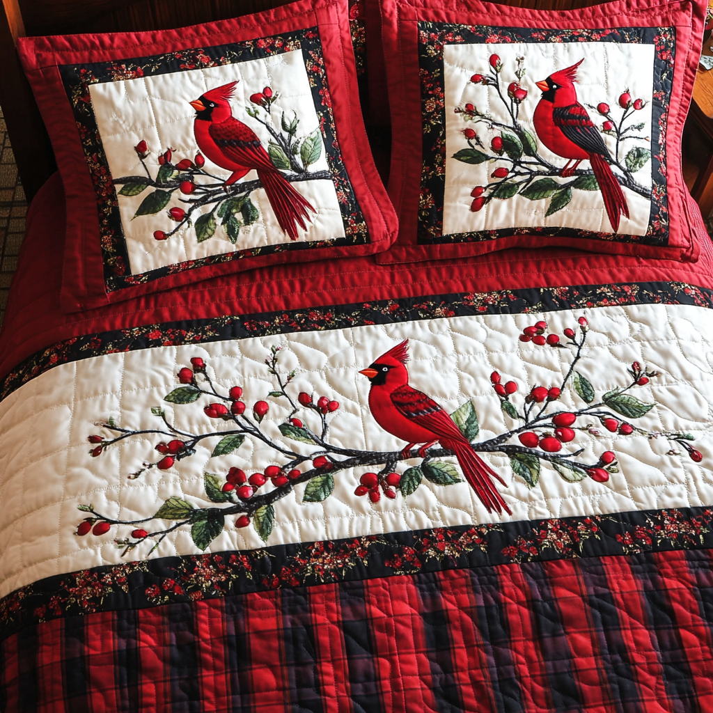 Christmas Cardinal TAI181024280 Quilt Bedding Set