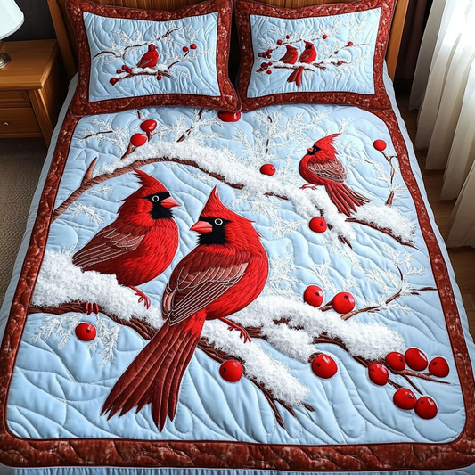 Winter Cardinal TAI201124155 Quilt Bedding Set