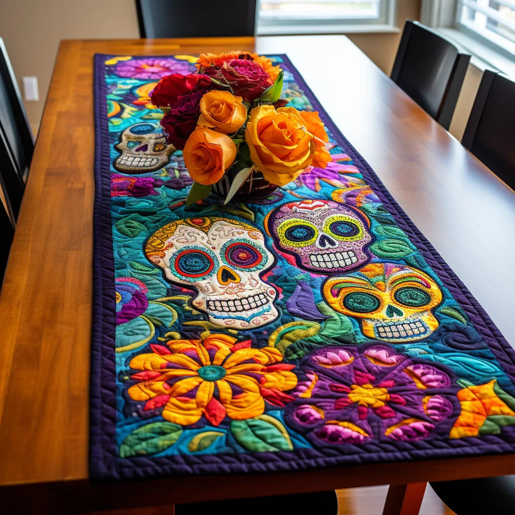 Sugar Skull TAI260224329 Quilted Table Runner