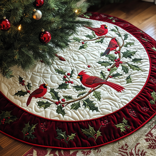 Christmas Cardinal TAI041024139 Quilted Tree Skirt