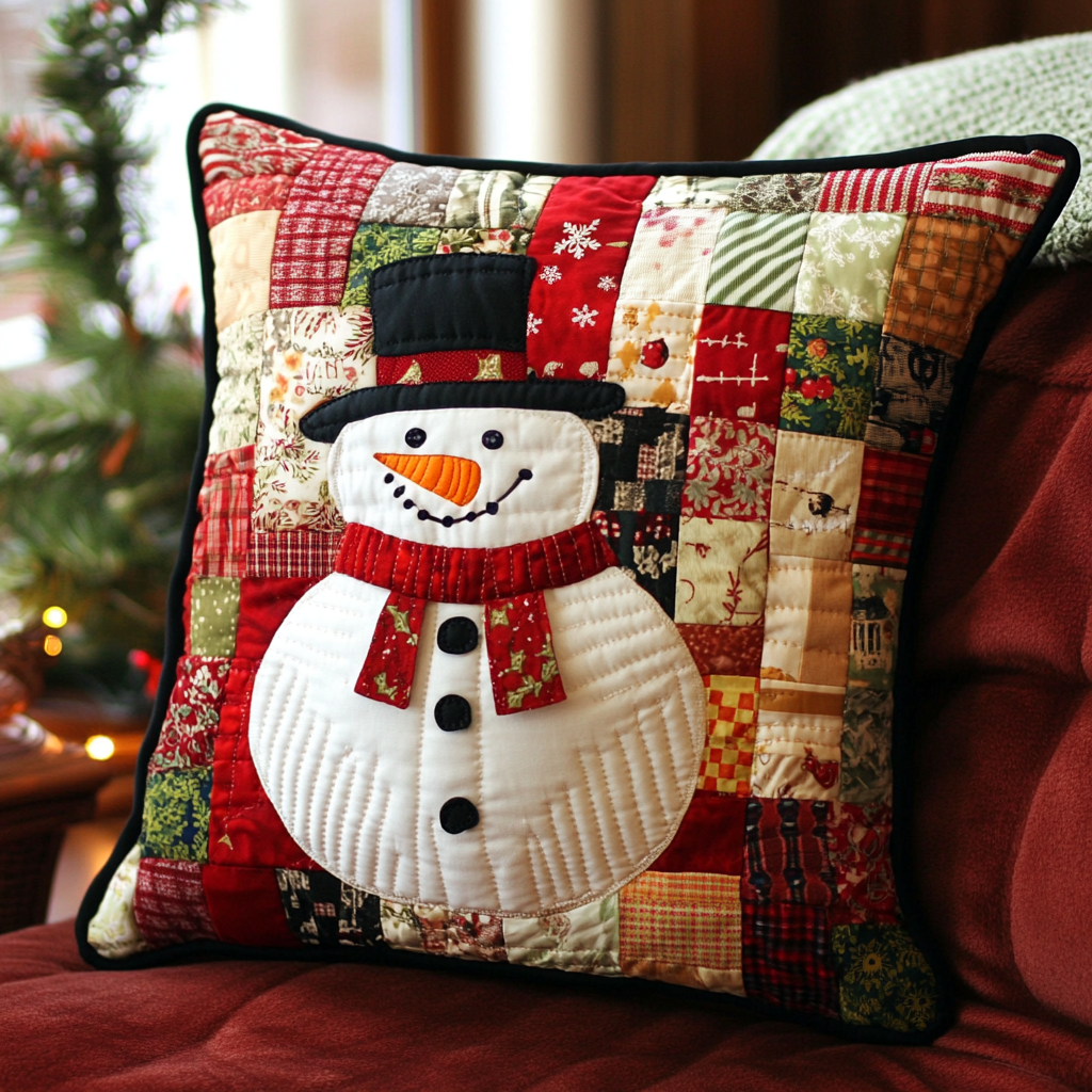 Christmas Snowman TAI130824225 Quilted Pillow Case