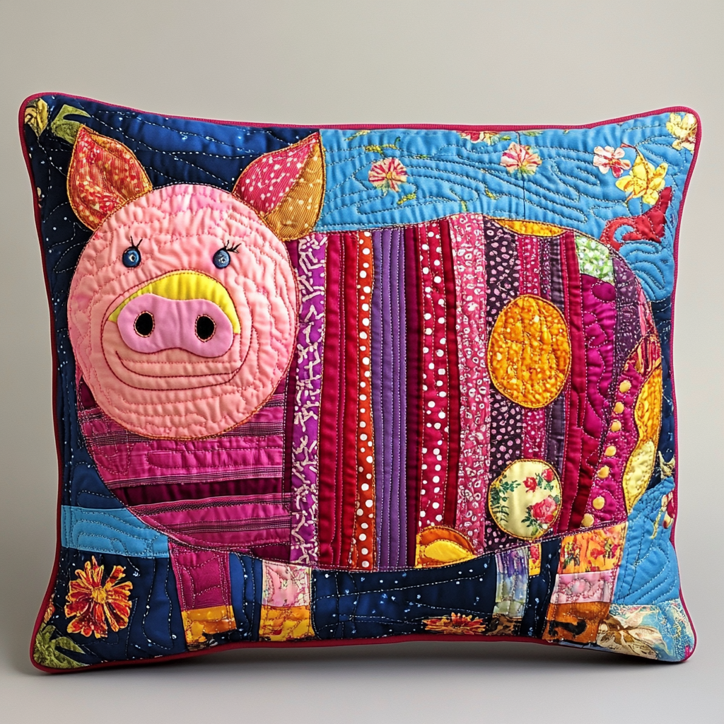 Pig DAI221024332 Quilted Pillow Case