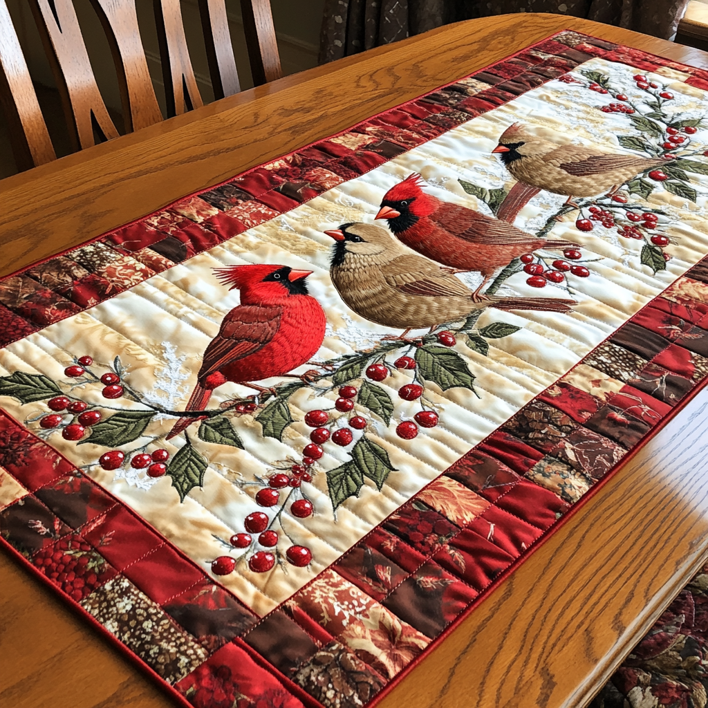 Christmas Cardinal TAI041024359 Quilted Table Runner