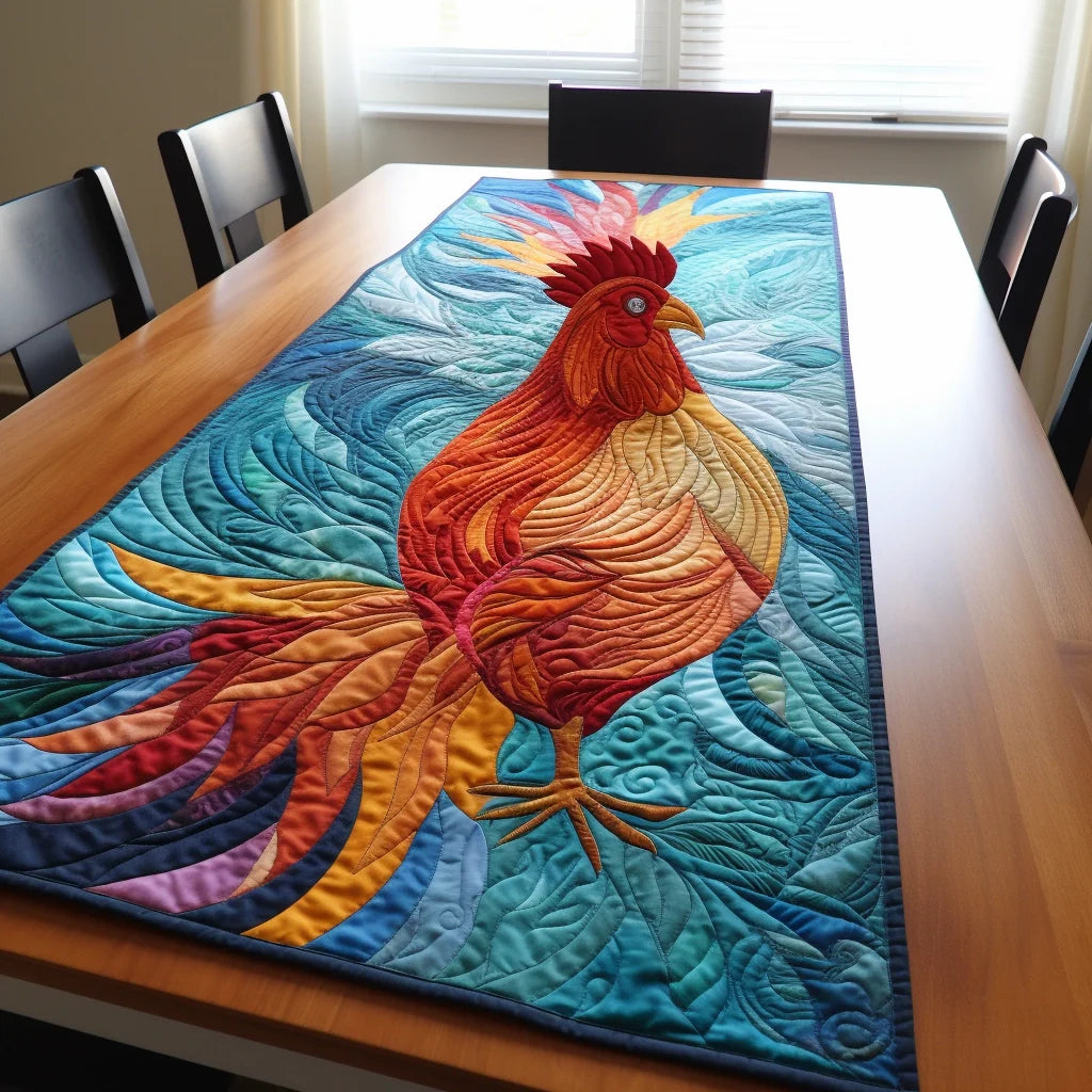 Rooster TAI261223115 Quilted Table Runner