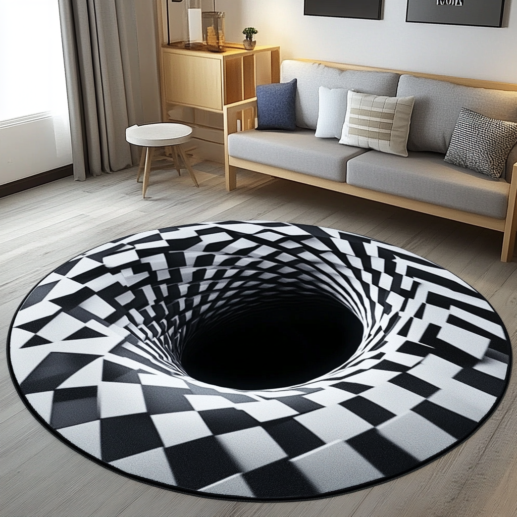 3D Hole TAI251124350 Round Area Rug