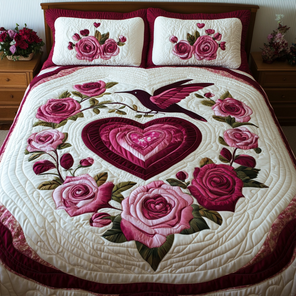 Rose Hummingbird DAI241224268 Quilt Bedding Set