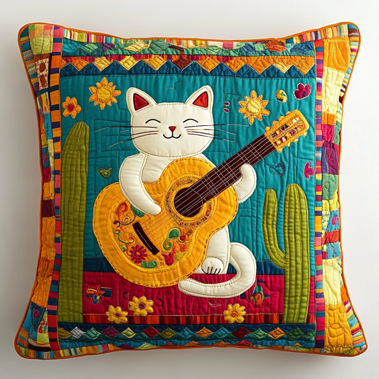 Desert Guitar Cat DAI241224069 Quilted Pillow Case