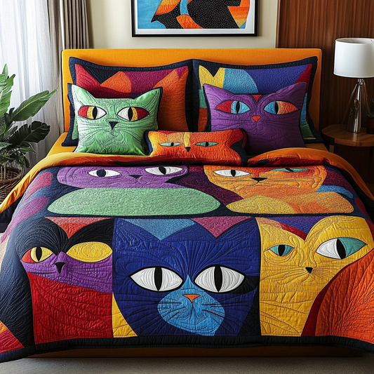 Abstract Cat TAI111124053 Quilt Bedding Set