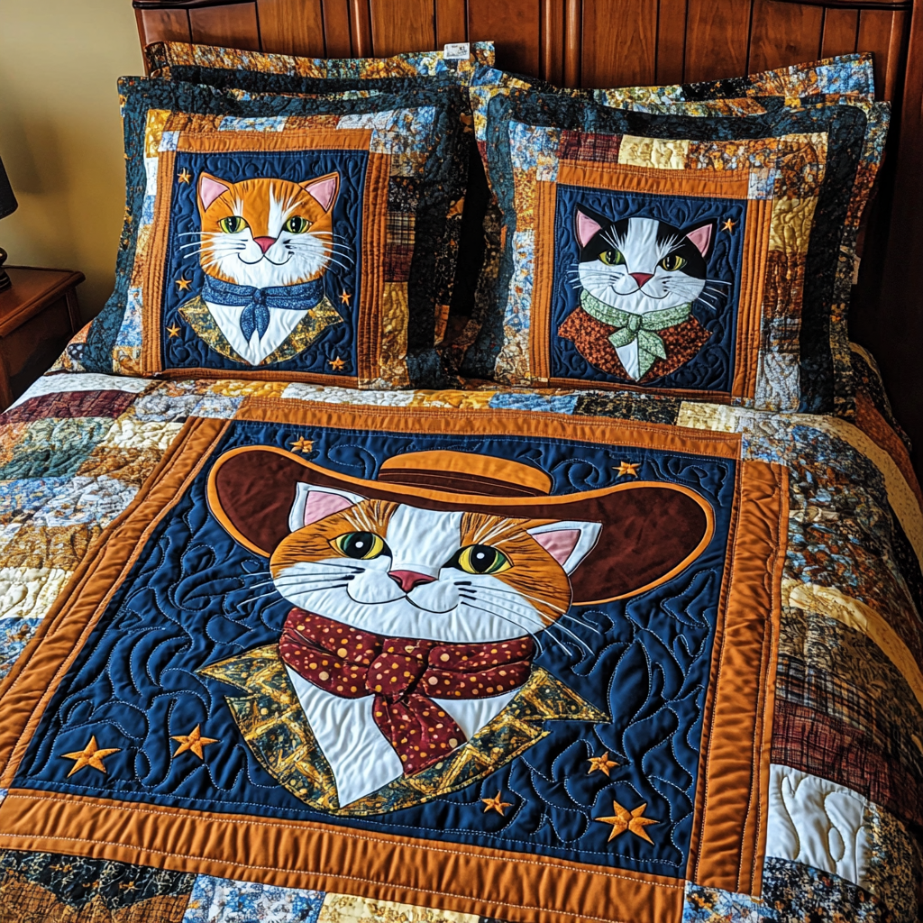 Cowboy Cat DAI241224226 Quilt Bedding Set