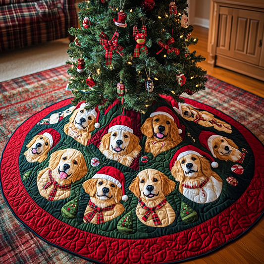 Christmas Golden Retriever TAI091024329 Quilted Tree Skirt