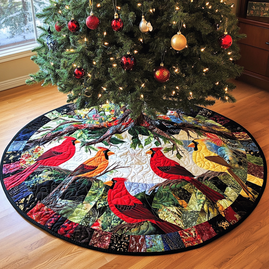 Christmas Cardinal TAI021024182 Quilted Tree Skirt