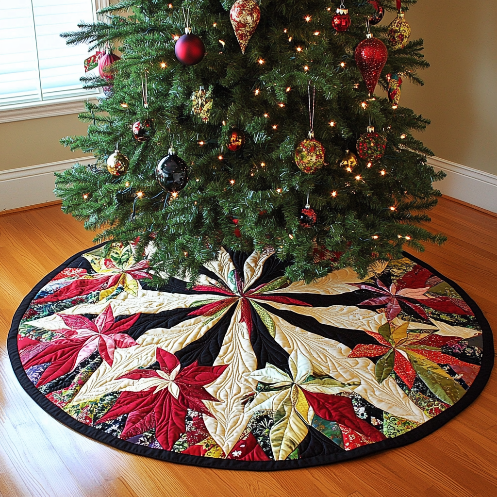 Christmas Poinsettia TAI021024159 Quilted Tree Skirt